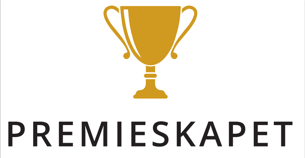 Logo med en gullfarget pokal og teksten Premieskapet.