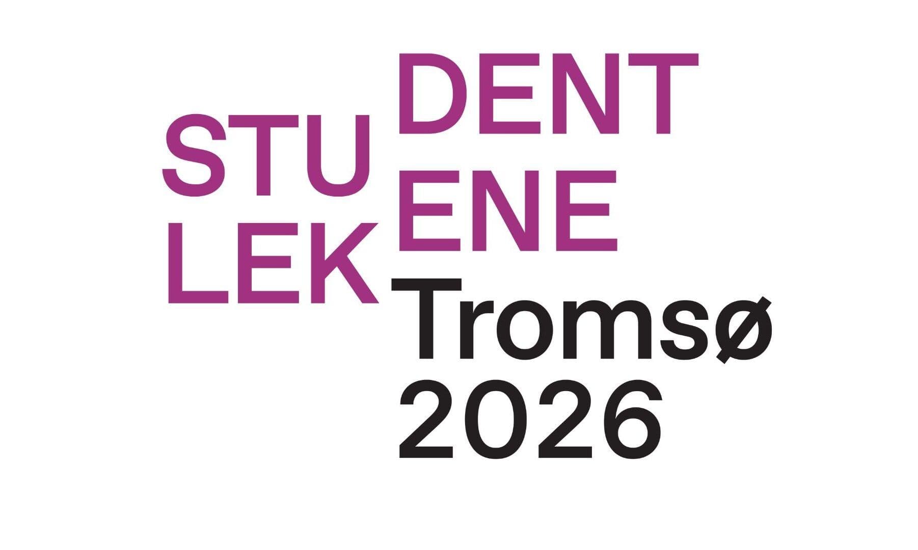 Grafikk med teksten Studentlekene Tromsø 2026 i lilla og svart.