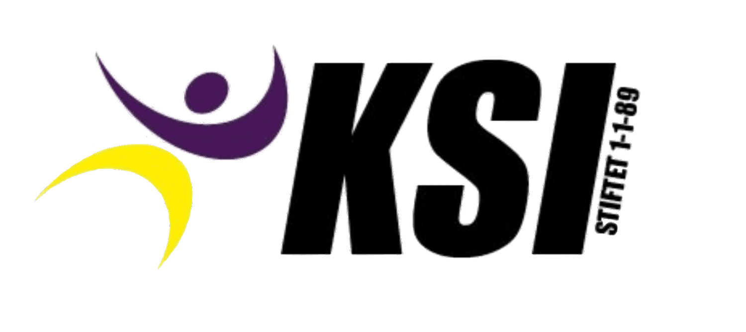 Logo for KSI med teksten Stiftet 1-1-89.